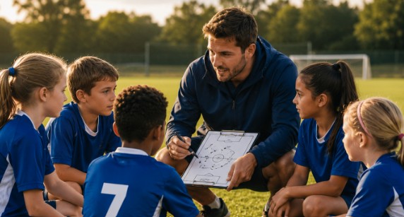 Coach with athlete